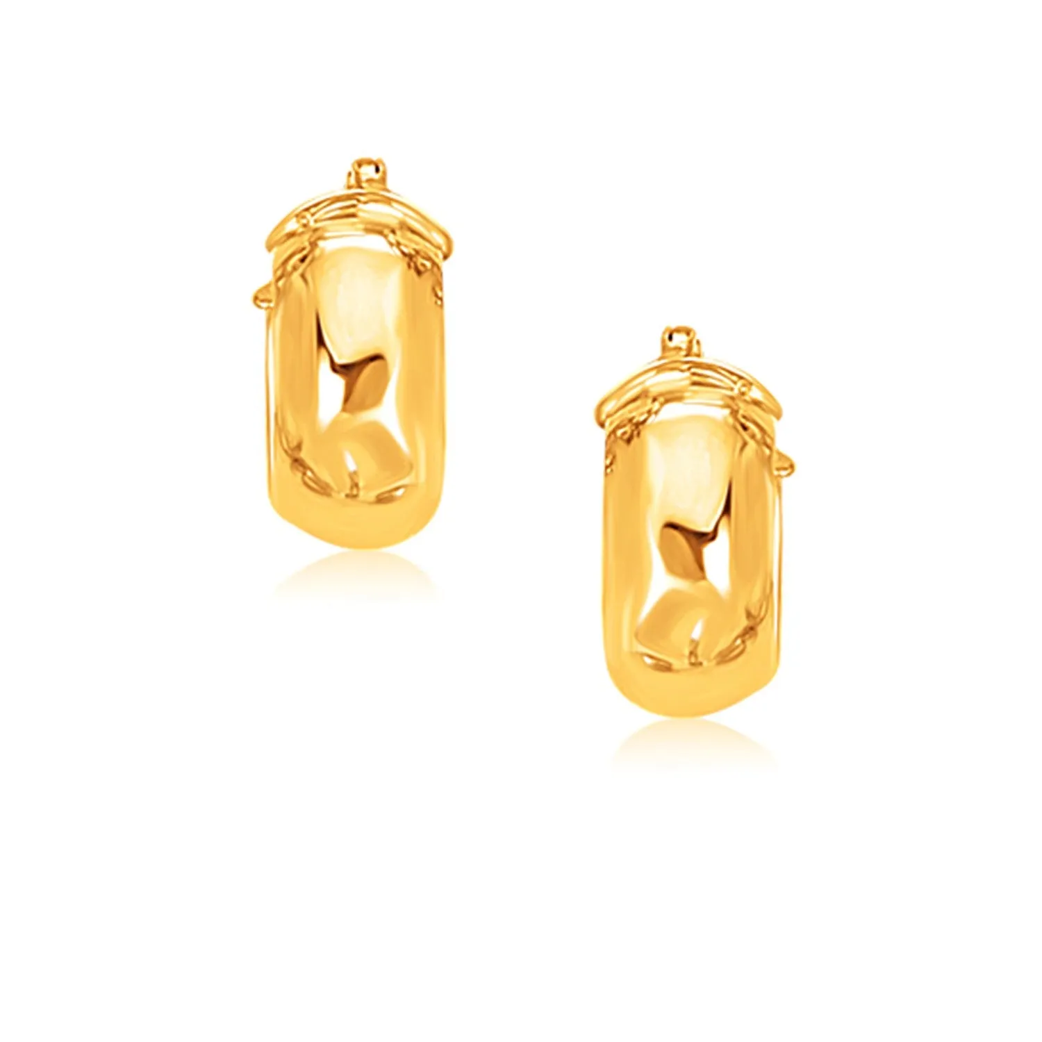 14k Yellow Gold Wide Small Hoop Earrings with Snap Lock-rx63714