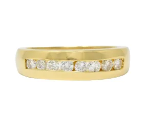 1990's 0.48 CTW Diamond 14 Karat Yellow Gold Vintage Channel Band Ring