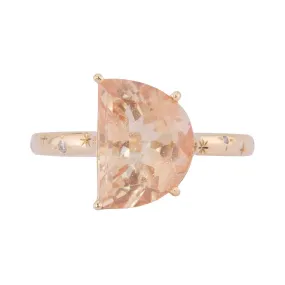 4.29ct Oregon Sunstone Half Moon with Celestial Design Band 14K Gold