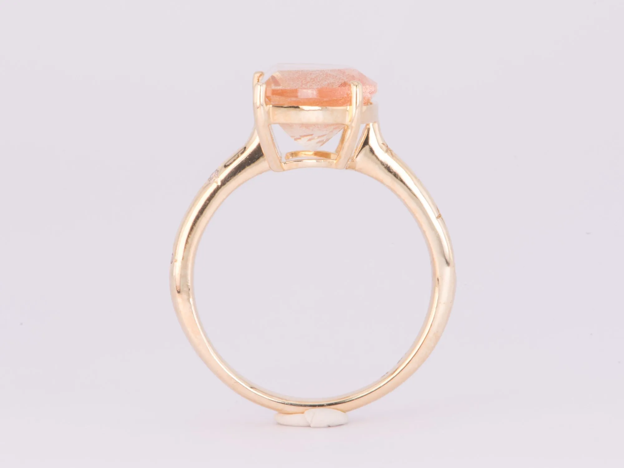 4.29ct Oregon Sunstone Half Moon with Celestial Design Band 14K Gold