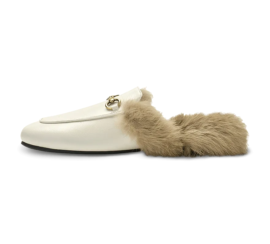 Addy Buckled Flat Mules with Furs