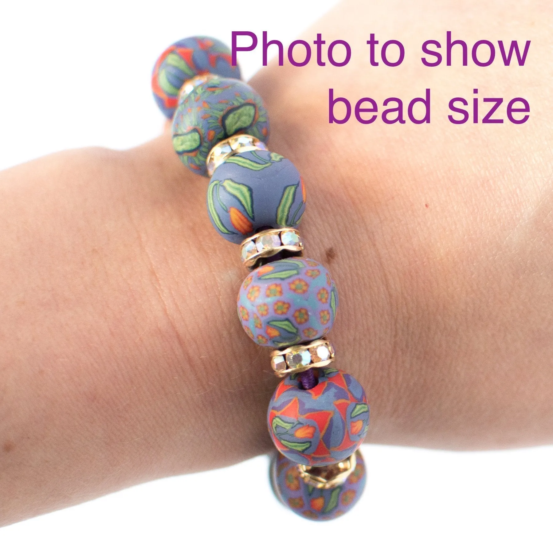 African American Santa Large Bead Crystal Bracelet