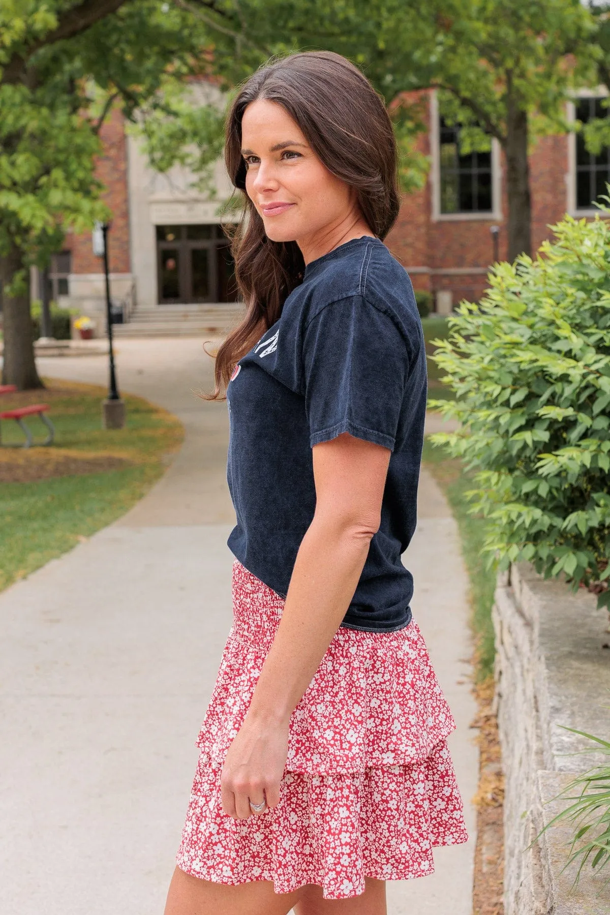 American Made Faded Graphic Tee- Navy