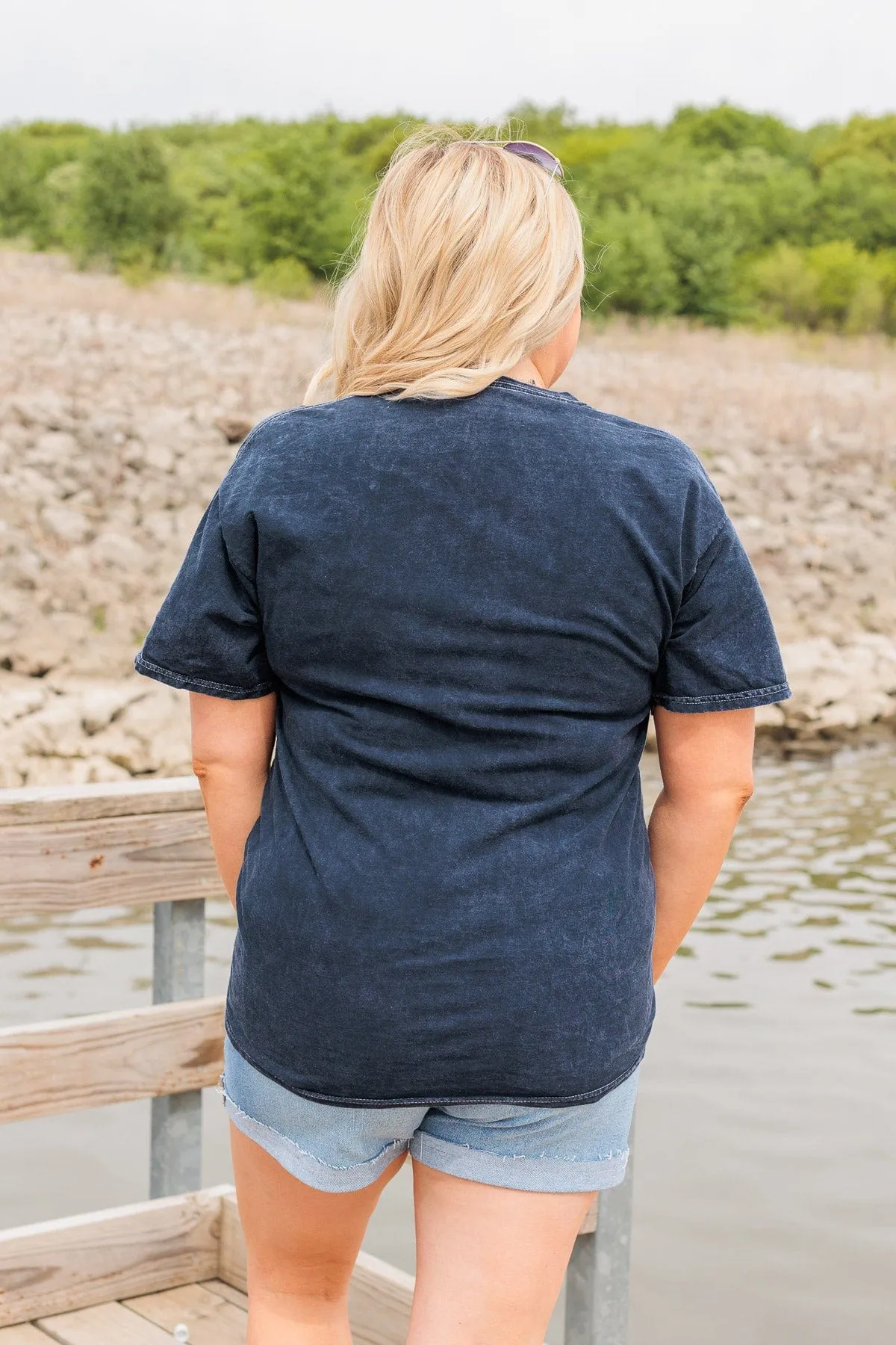 American Made Faded Graphic Tee- Navy