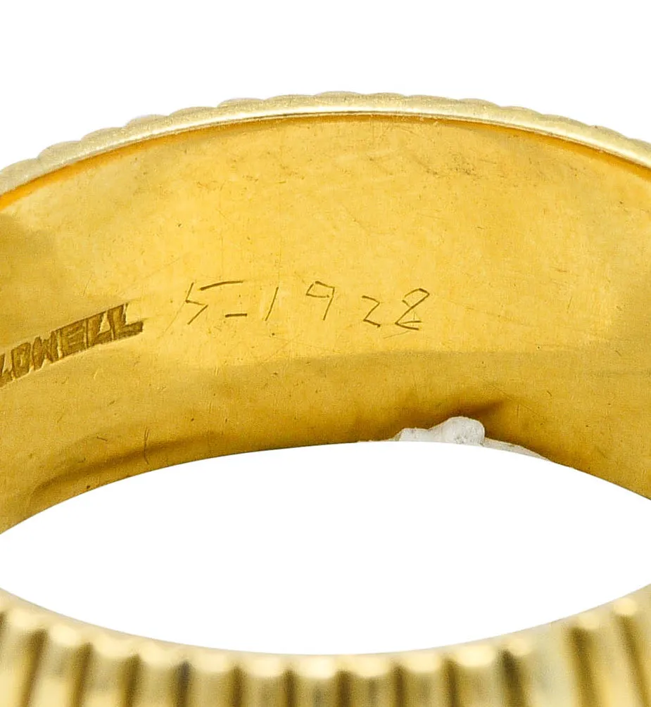 Antique J.E. Caldwell 18 Karat Gold Ribbed Band Unisex Ring Circa 1905