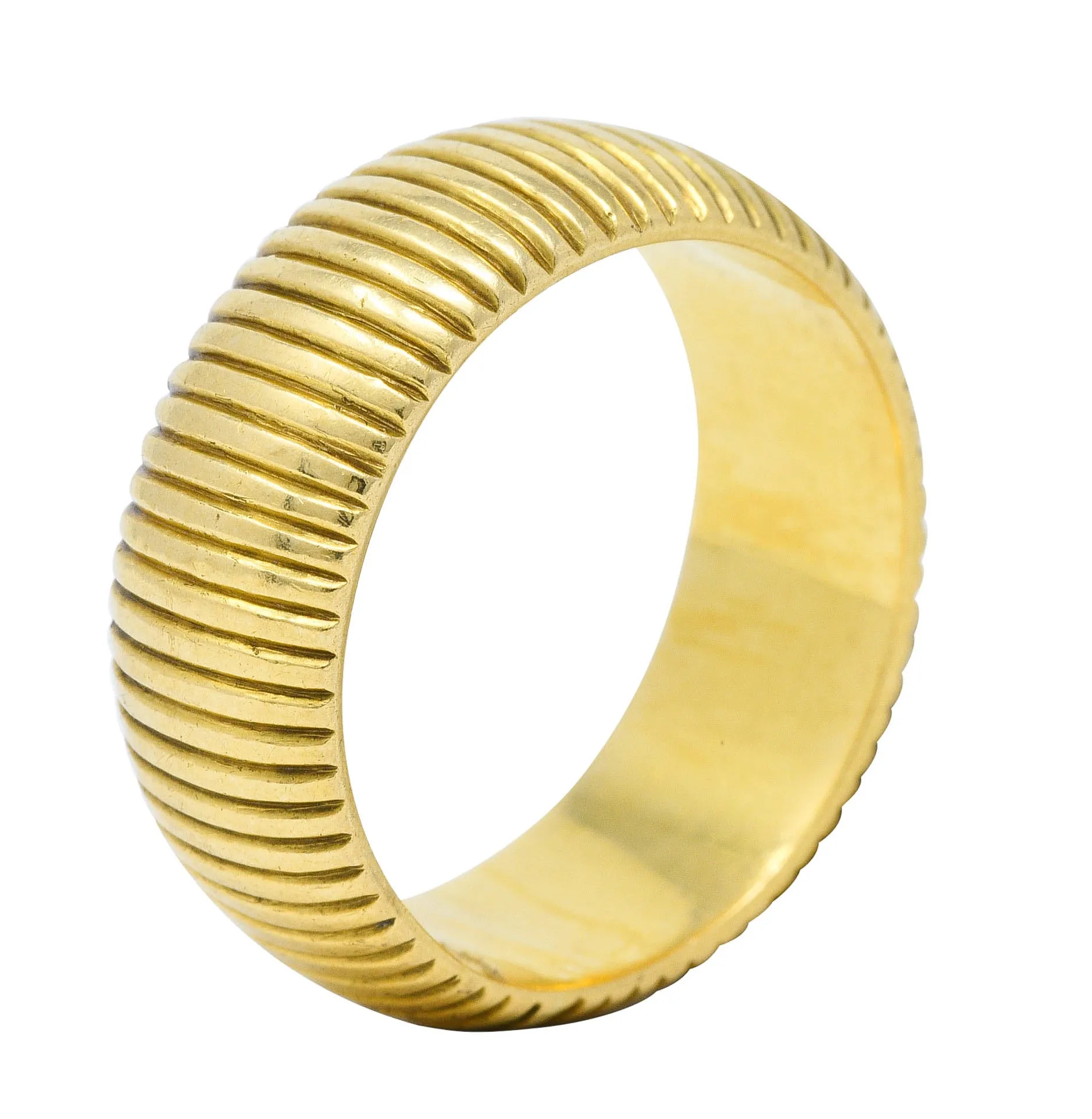 Antique J.E. Caldwell 18 Karat Gold Ribbed Band Unisex Ring Circa 1905