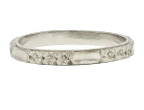 Art Deco 14 Karat White Gold Orange Blossom Vintage Wedding Band Ring