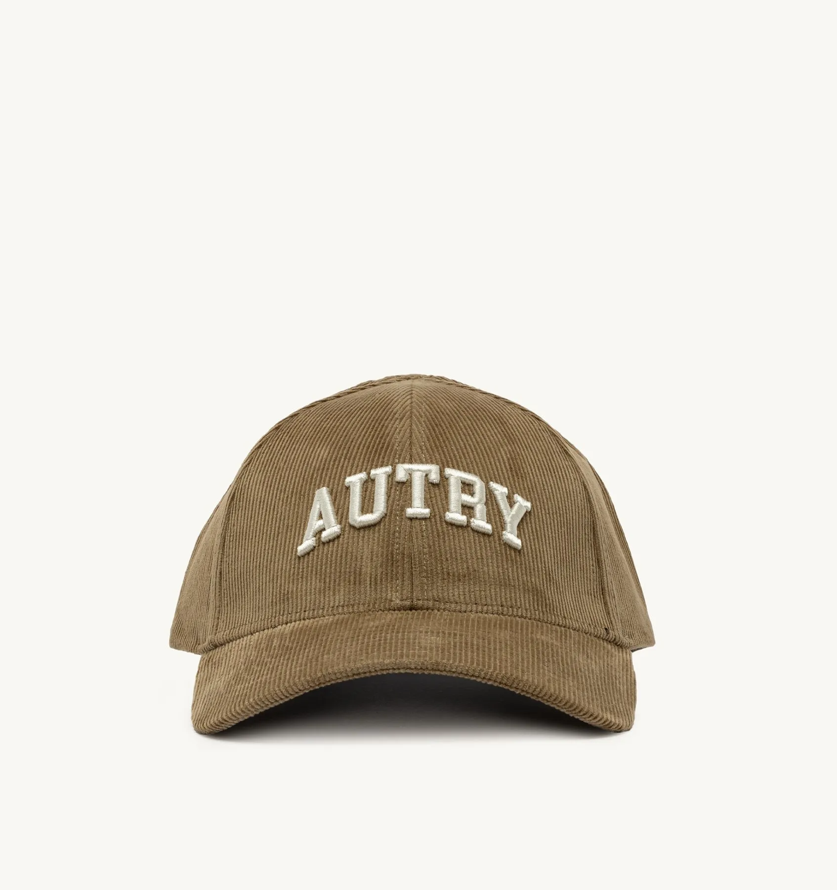 AUTRY APPAREL WOMAN  BASEBALL CAP IN EMBROIDERED BEIGE CORDUROY