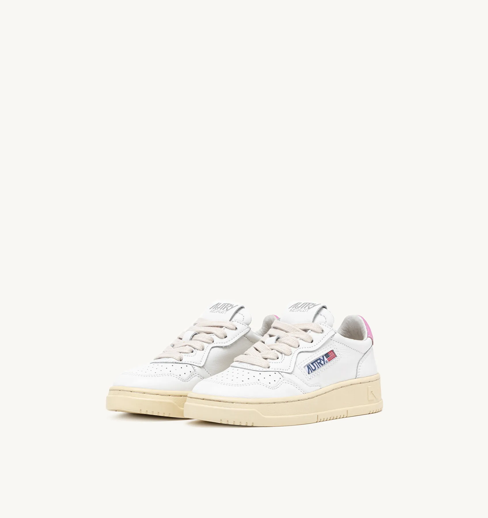 AUTRY SNEAKERS KID  MEDALIST KIDS' LOW SNEAKERS IN WHITE AND PINK LEATHER