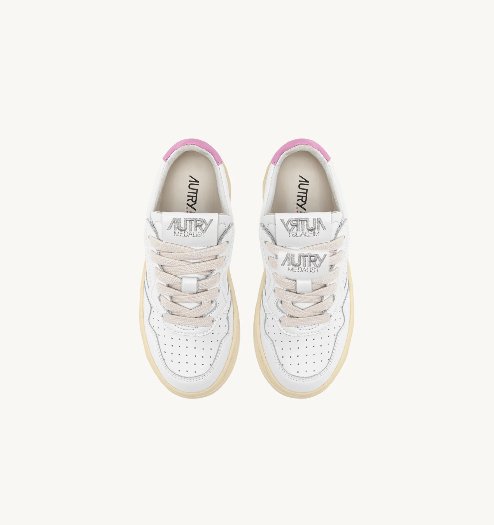 AUTRY SNEAKERS KID  MEDALIST KIDS' LOW SNEAKERS IN WHITE AND PINK LEATHER