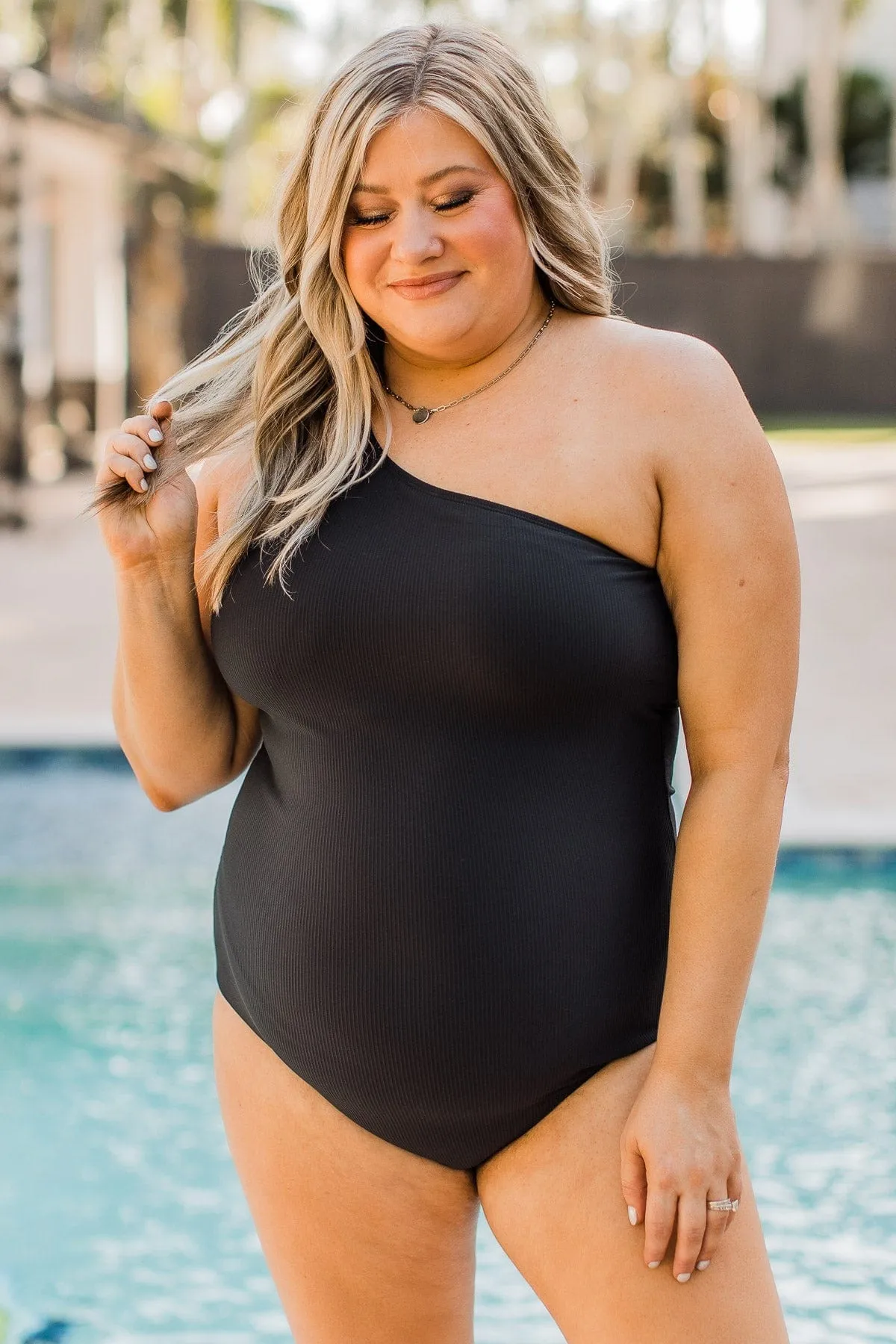 Beach Bound Ribbed One-Piece Swimsuit- Black