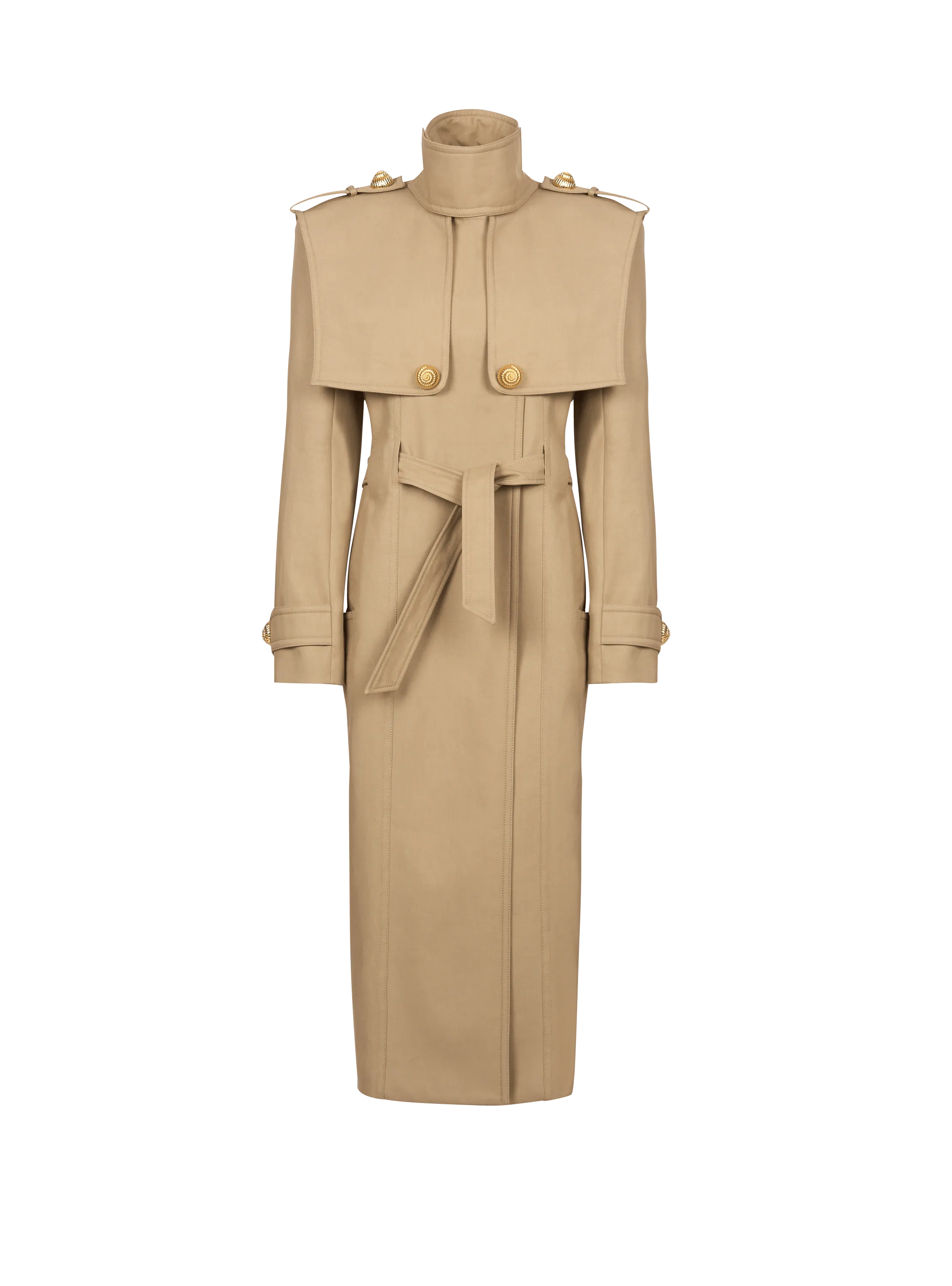 Belted trench coat in water-repellent cotton