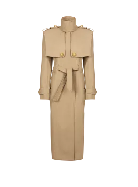 Belted trench coat in water-repellent cotton