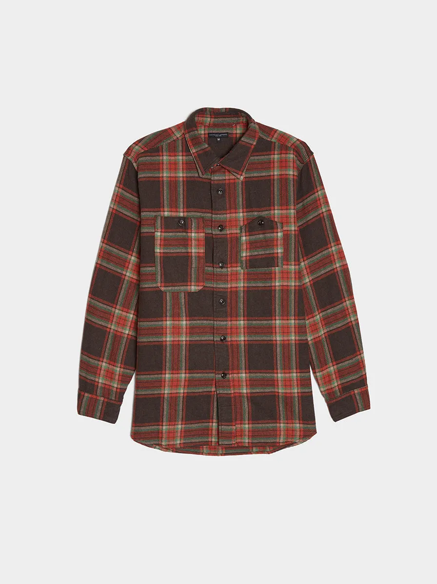 Big Plaid Heavy Twill Work Shirt, Brown