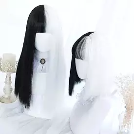 Black White Split Wig MK14966