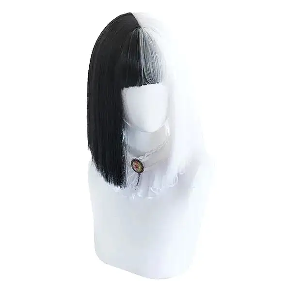 Black White Split Wig MK14966