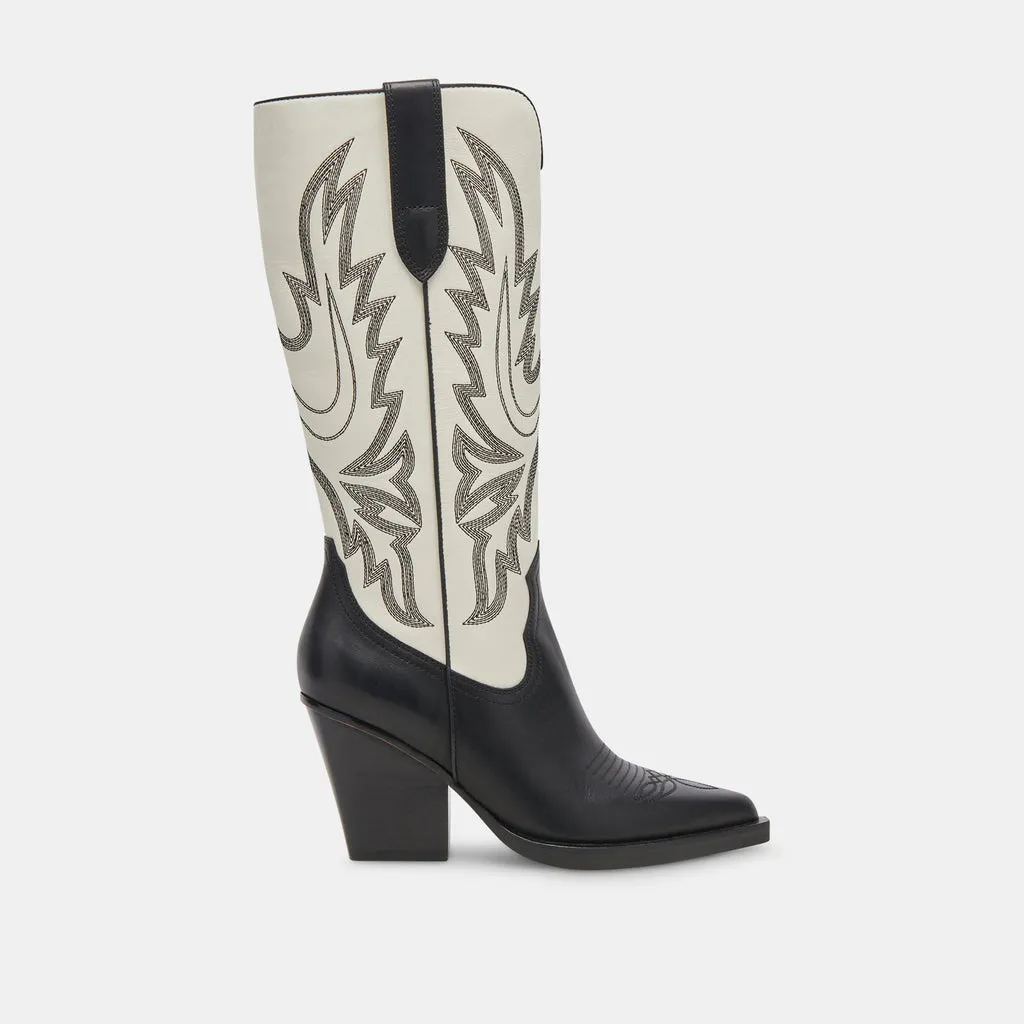 BLANCH BOOTS BLACK WHITE LEATHER– Dolce Vita 6908073443394