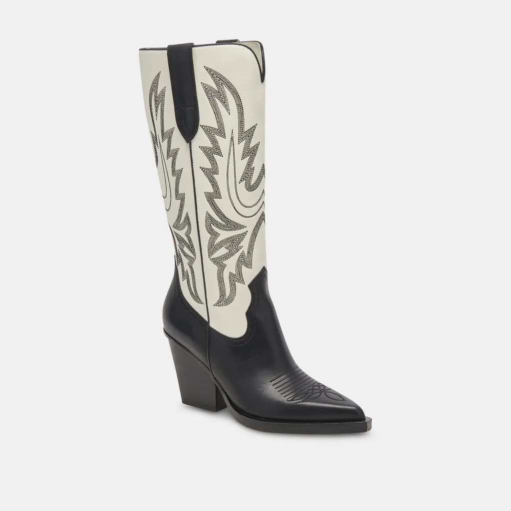 BLANCH BOOTS BLACK WHITE LEATHER– Dolce Vita 6908073443394