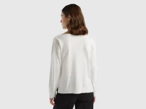 Boat neck sweater - Creamy White | Benetton