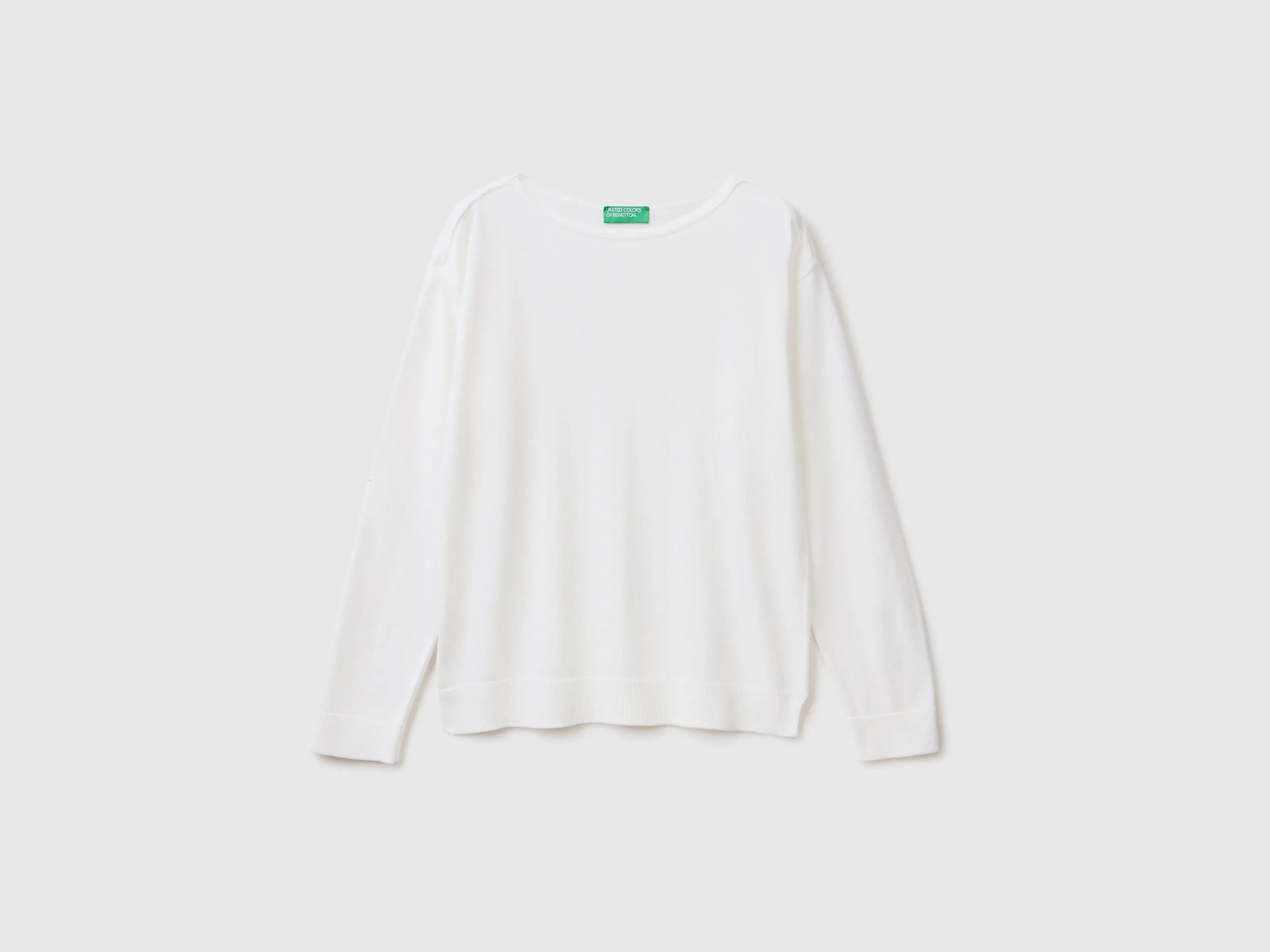 Boat neck sweater - Creamy White | Benetton