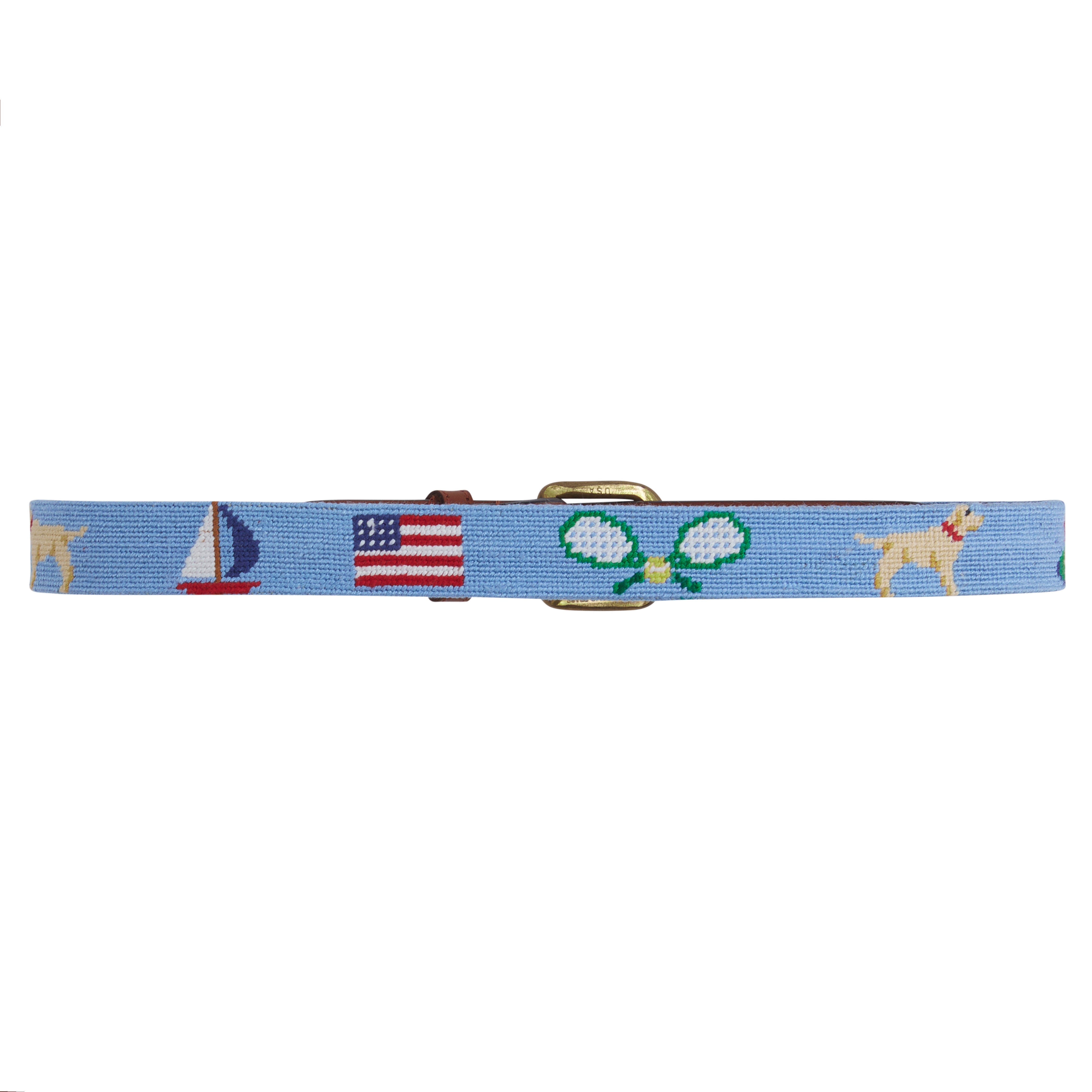 Boy's Needlepoint Belt - Light Blue