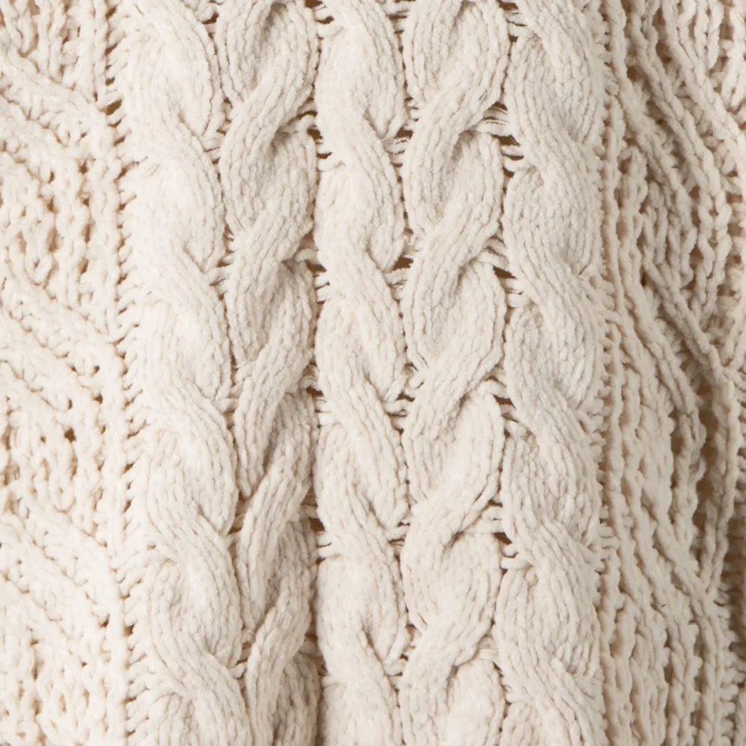 Braid Crochet Knit Sweater (Beige)