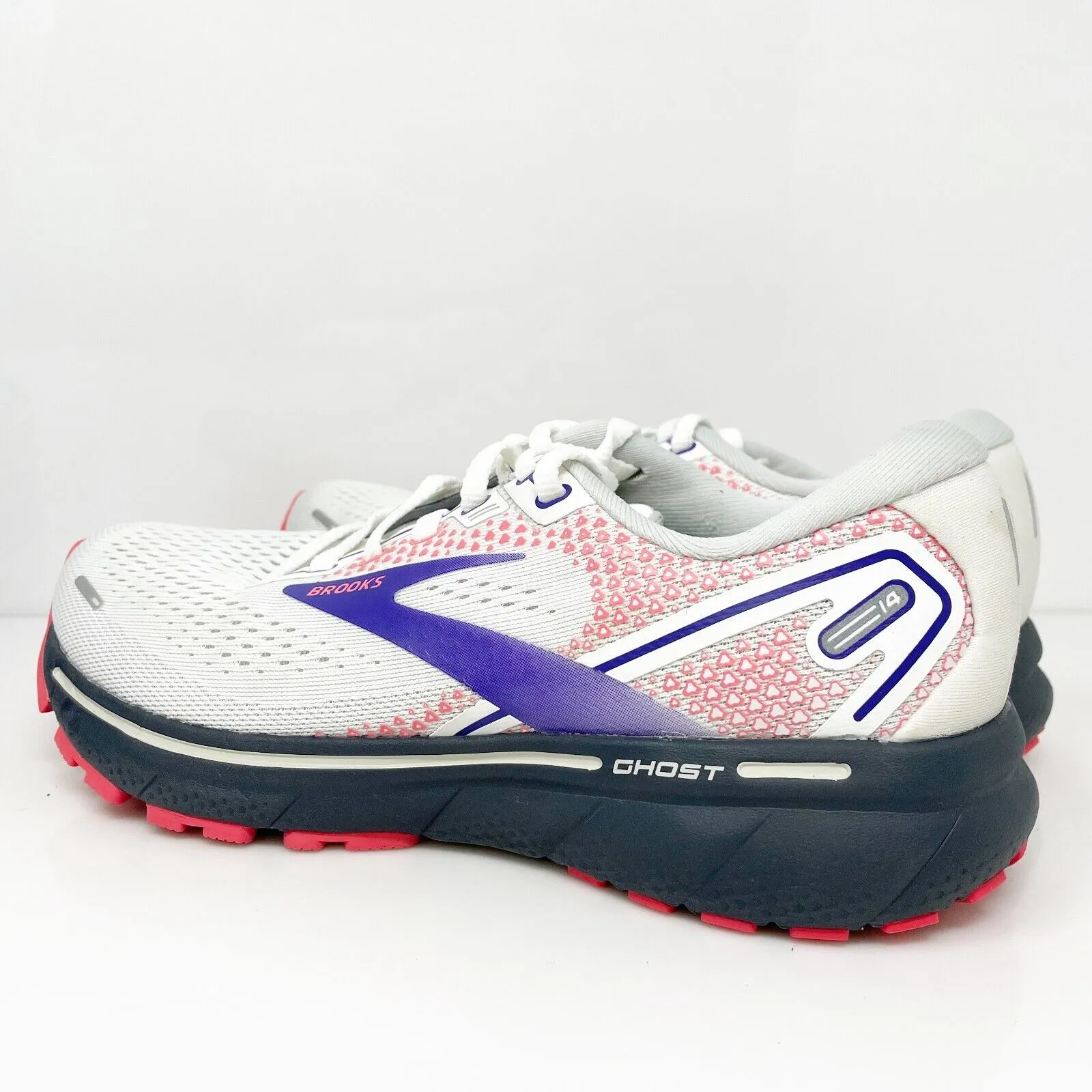 Brooks Womens Ghost 14 1203561B192 White Running Shoes Sneakers Size 6.5 B