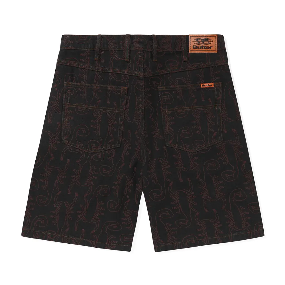 Butter Goods Scorpion Denim Shorts Washed Black