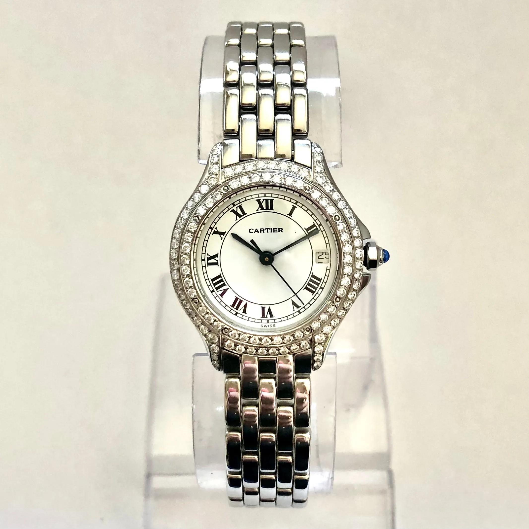 CARTIER COUGER 26mm Steel ~0.62TCW Diamond Watch