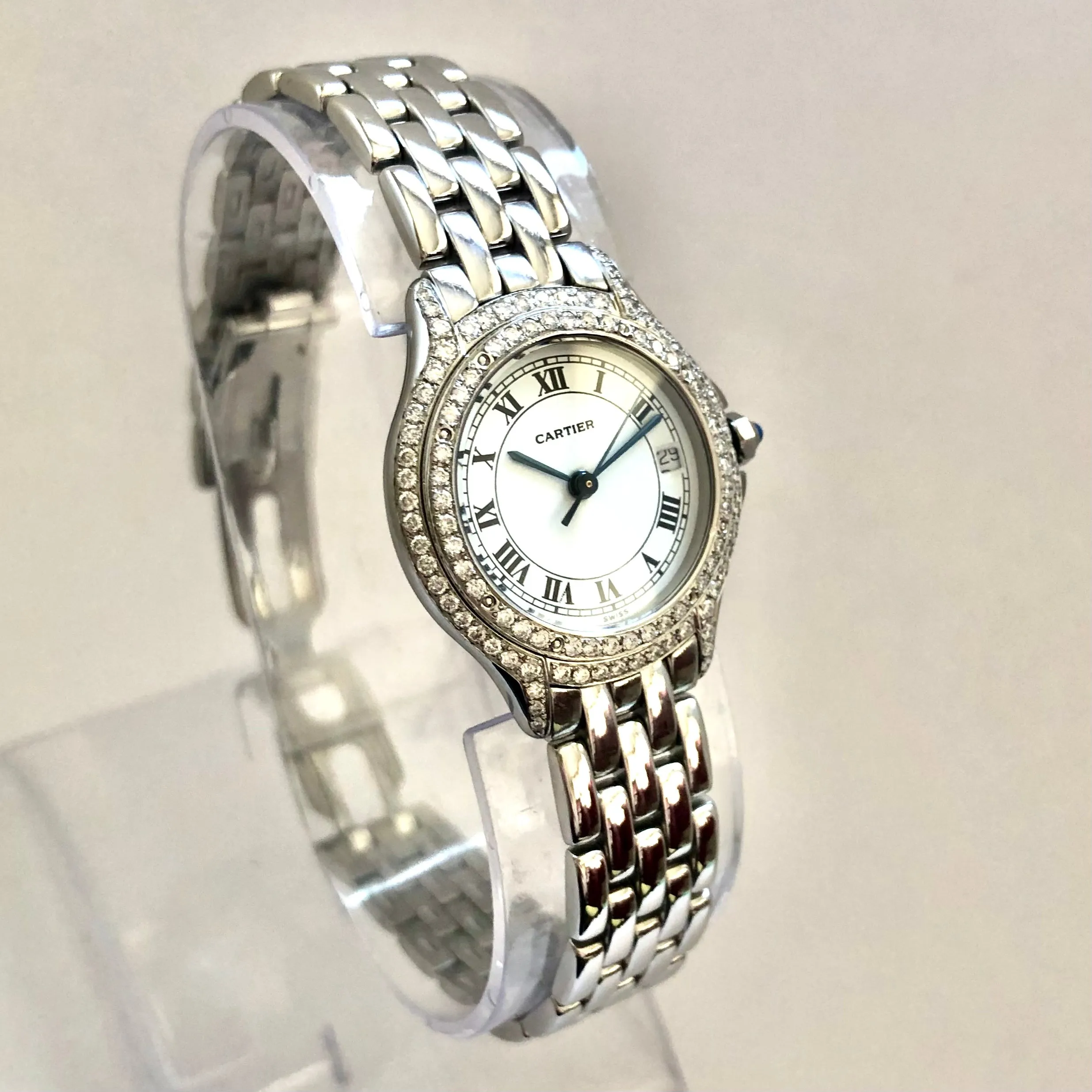 CARTIER COUGER 26mm Steel ~0.62TCW Diamond Watch