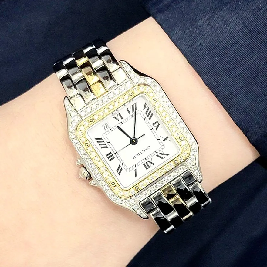 CARTIER PANTHERE 27mm 1 Row Gold Quartz 1.27TCW DIAMOND Watch