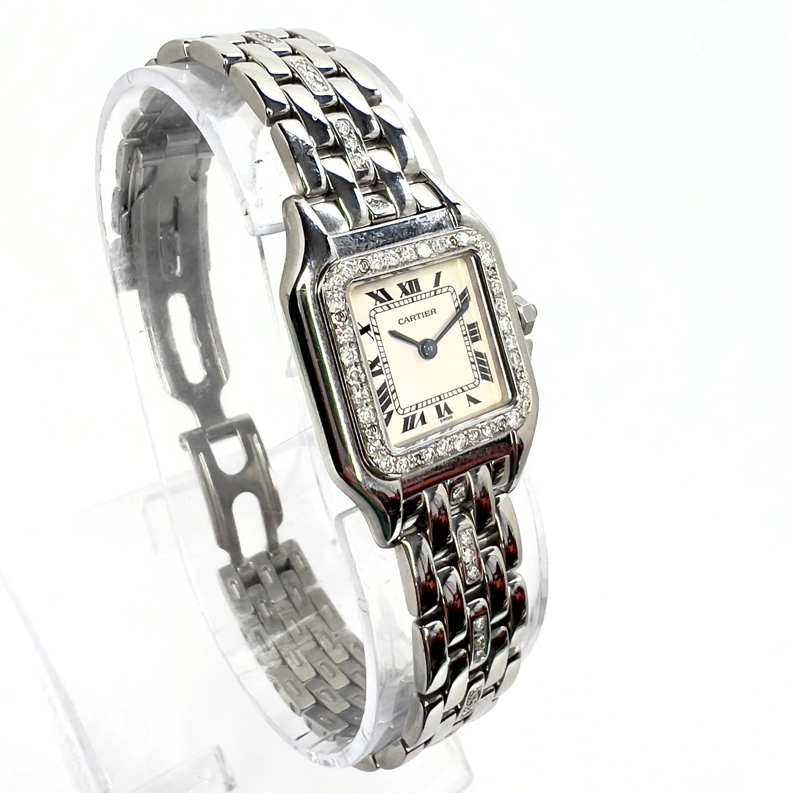 CARTIER PANTHERE Quartz 23mm Steel 0.55TCW Diamond Watch