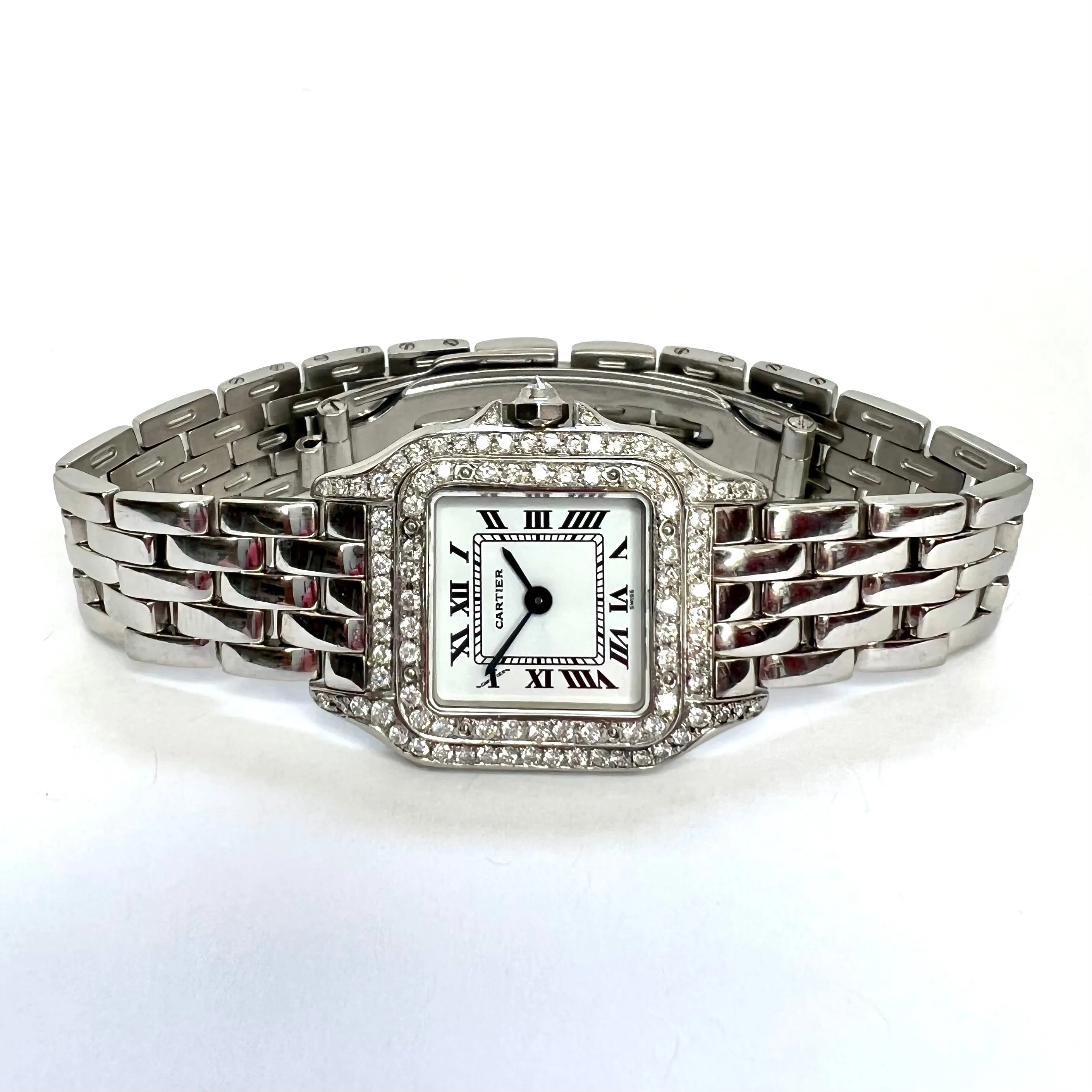 CARTIER PANTHERE Quartz 23mm Steel ~1TCW DIAMOND Watch