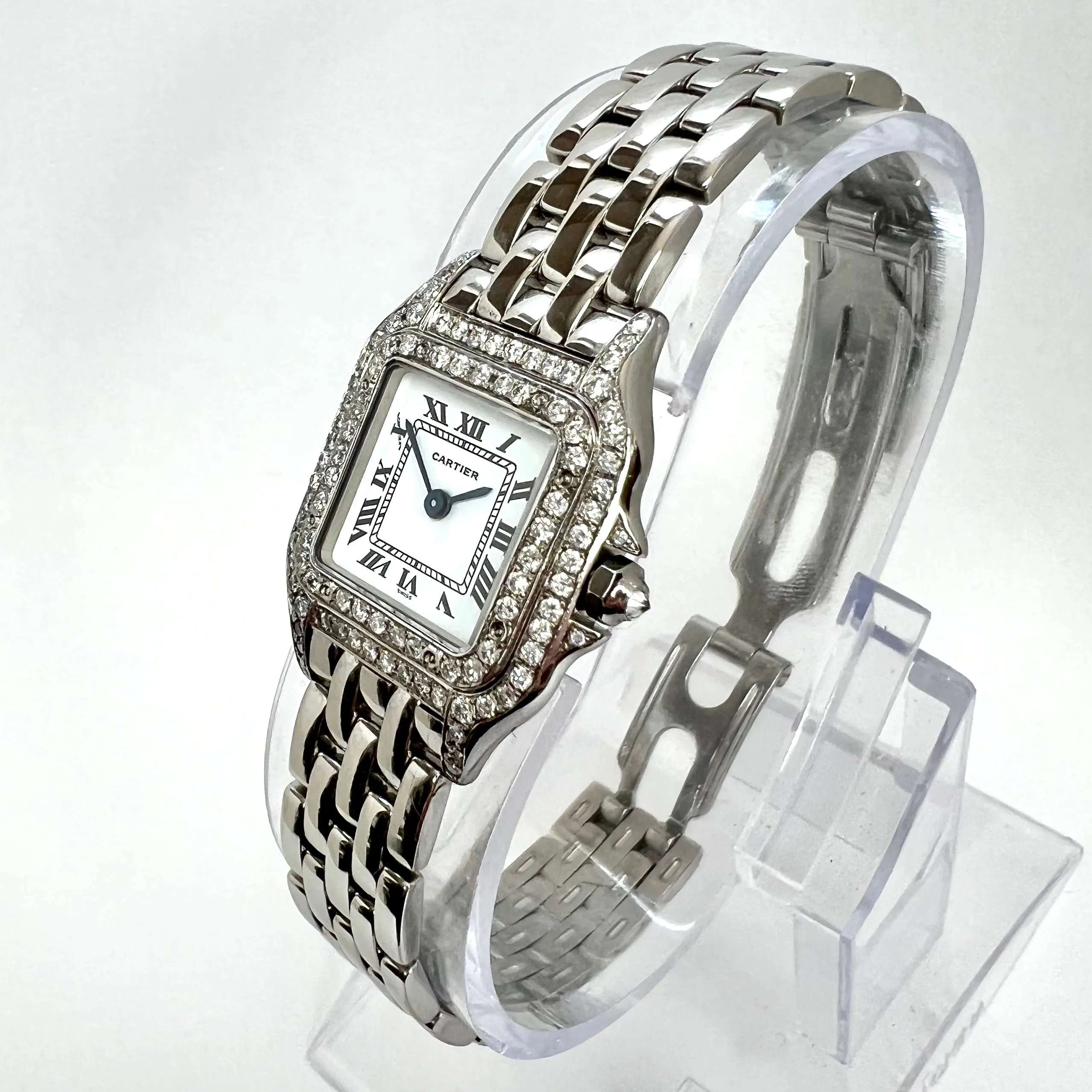 CARTIER PANTHERE Quartz 23mm Steel ~1TCW DIAMOND Watch