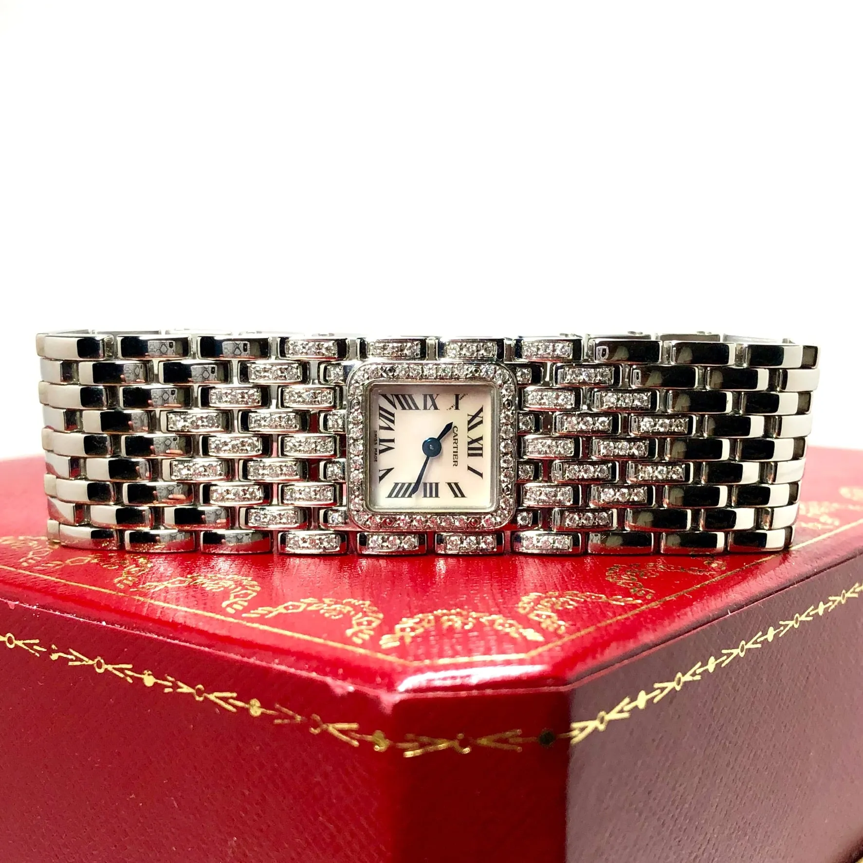 CARTIER PANTHERE RUBAN Quartz Steel 1.32TCW DIAMOND Watch