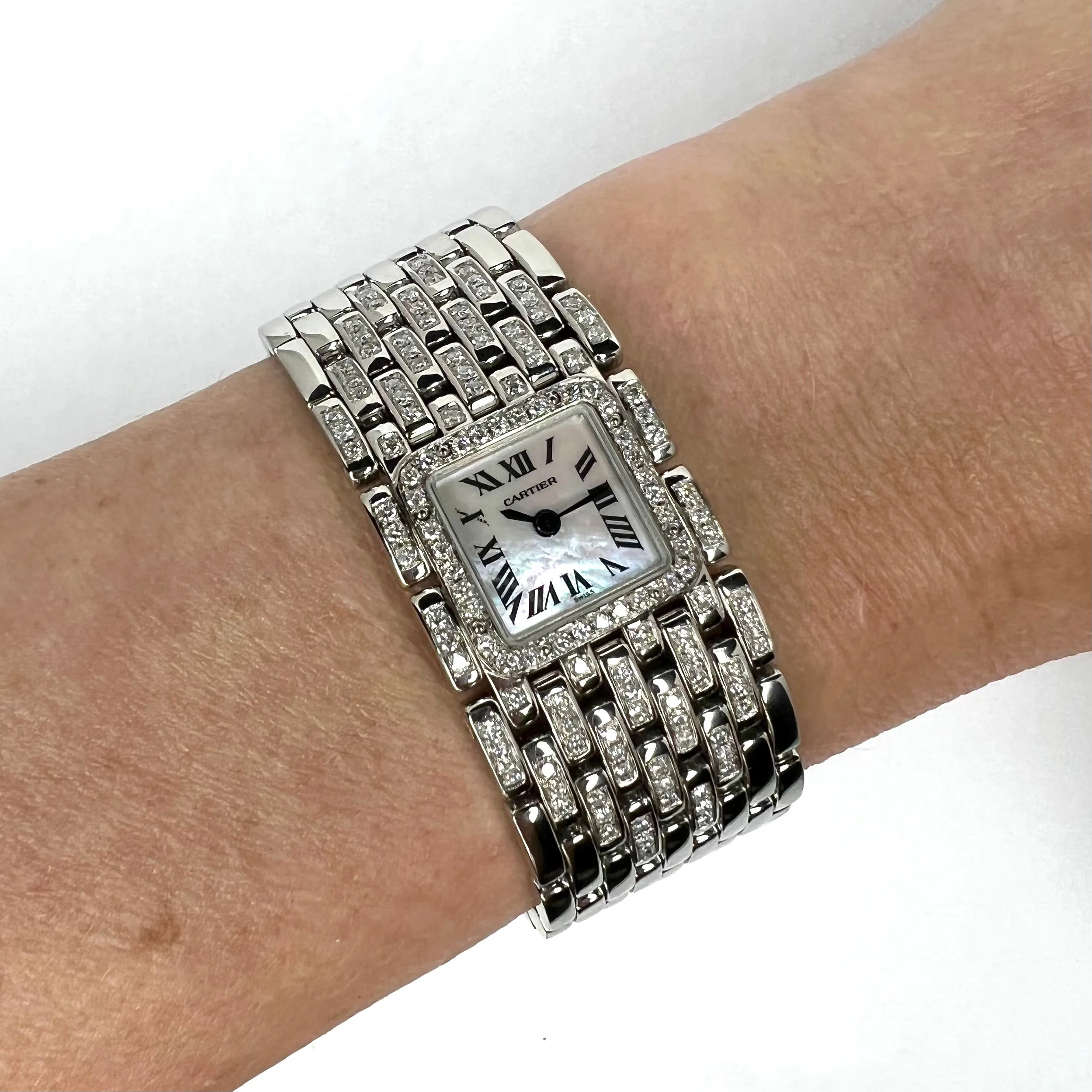 CARTIER PANTHERE RUBAN Quartz Steel 1.32TCW DIAMOND Watch