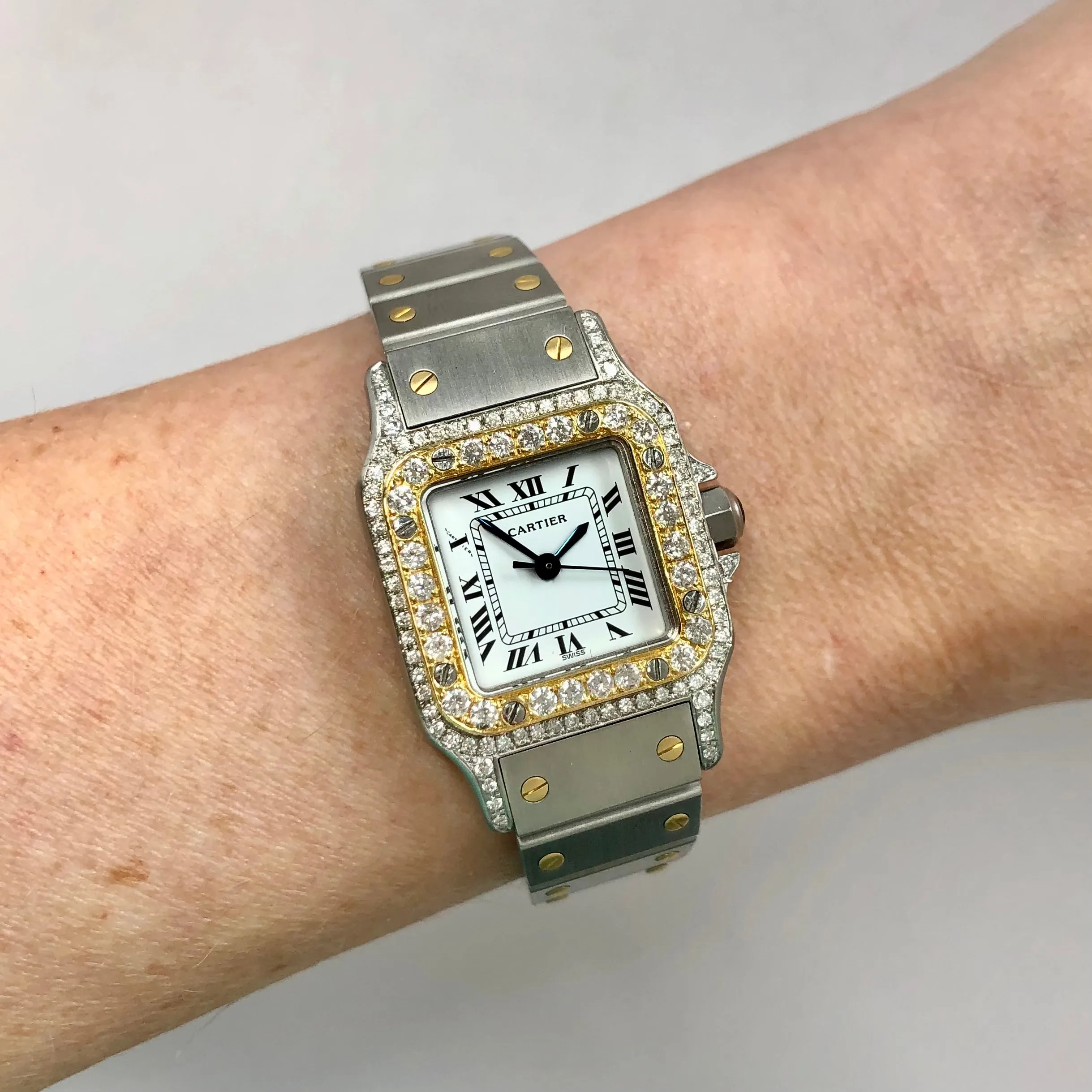 CARTIER SANTOS GALBEE 24mm Automatic 2 Tone 1.09TCW Diamond Watch