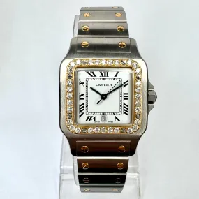 CARTIER SANTOS GALBEE 29mm Quartz 2 Tone 0.85TCW DIAMOND Watch NEW Model