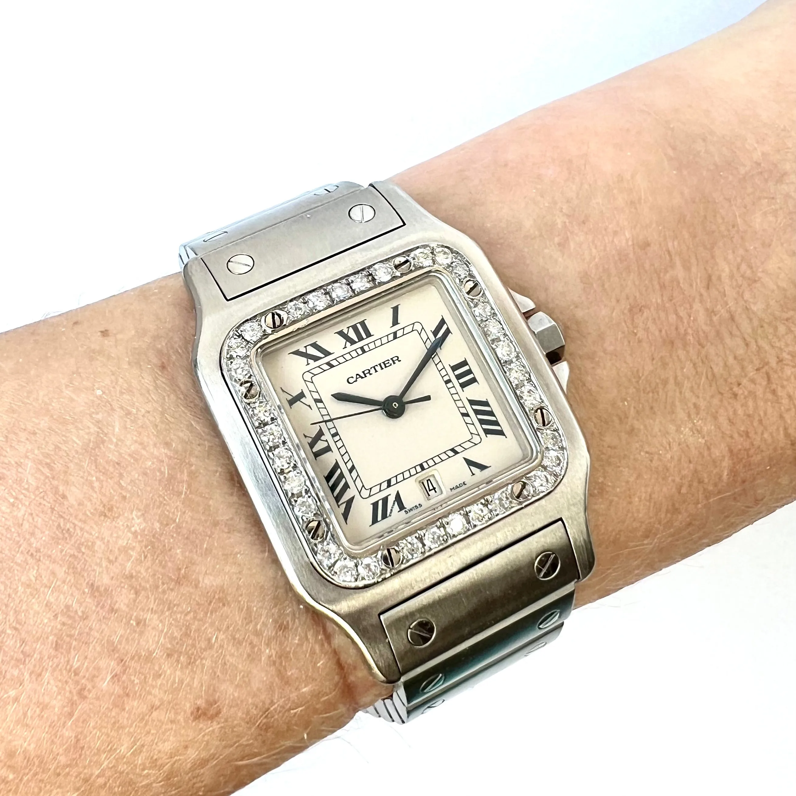 CARTIER SANTOS GALBEE 29mm Quartz Steel 0.85TCW Diamond Watch NEW Model