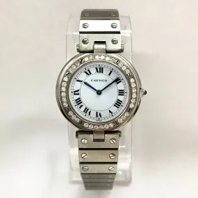 CARTIER SANTOS RONDE 32mm Quartz Steel 0.6TCW DIAMOND Watch