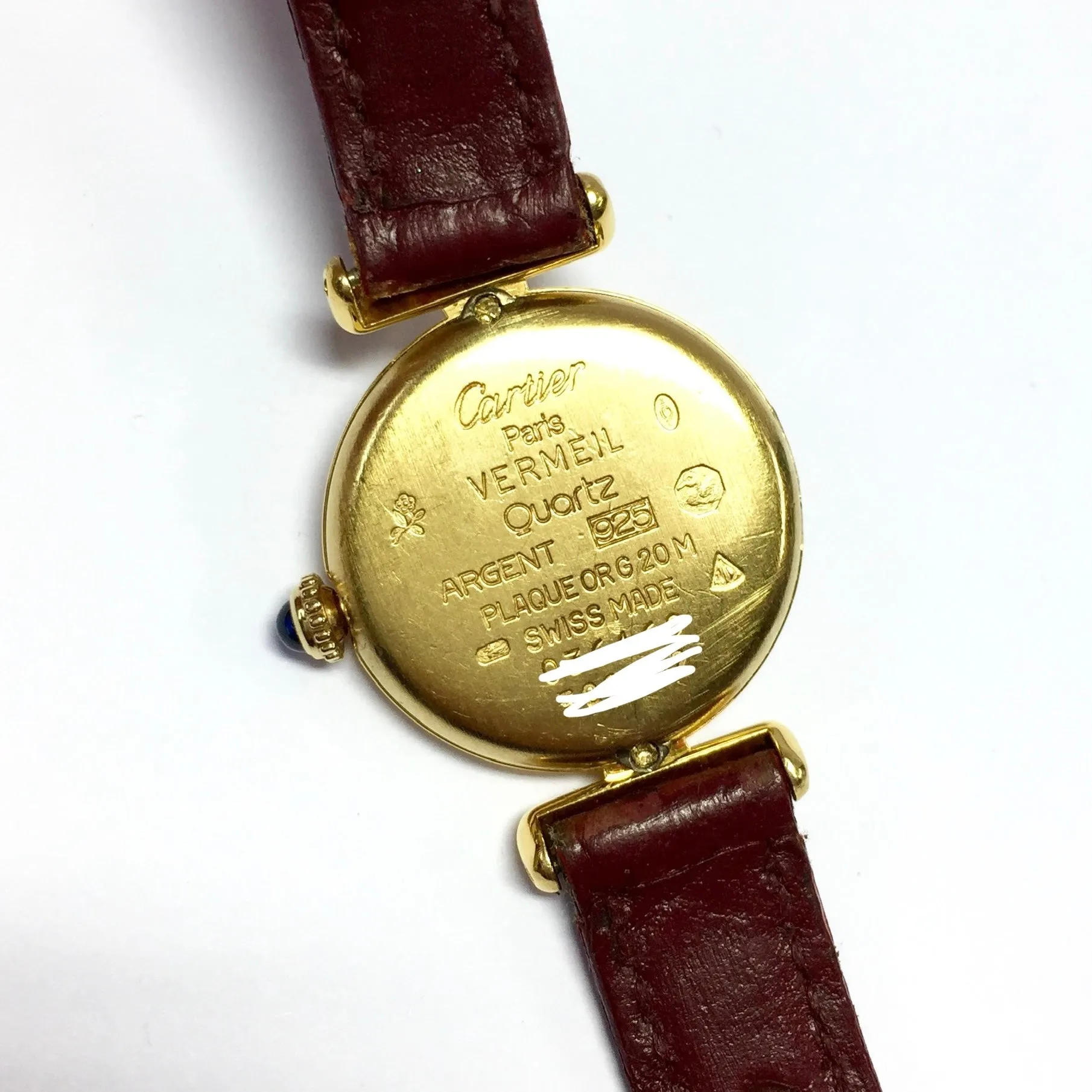 CARTIER Vermeil COLISEE Quartz 24mm GoldPlated DIAMONDS & RED RUBIES Watch