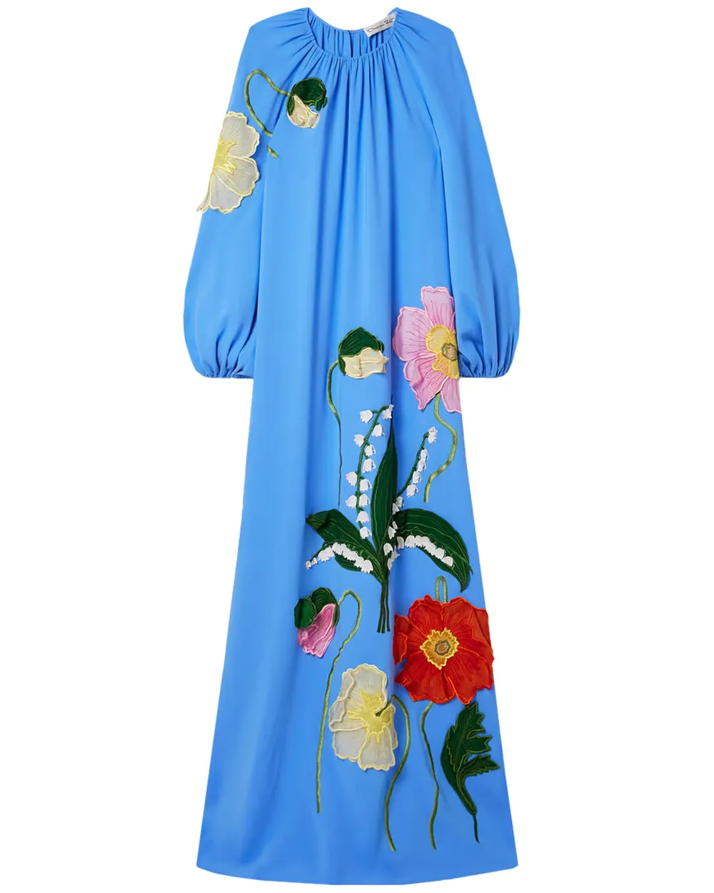 Cerulean Poppy and Lily Long Sleeve Caftan