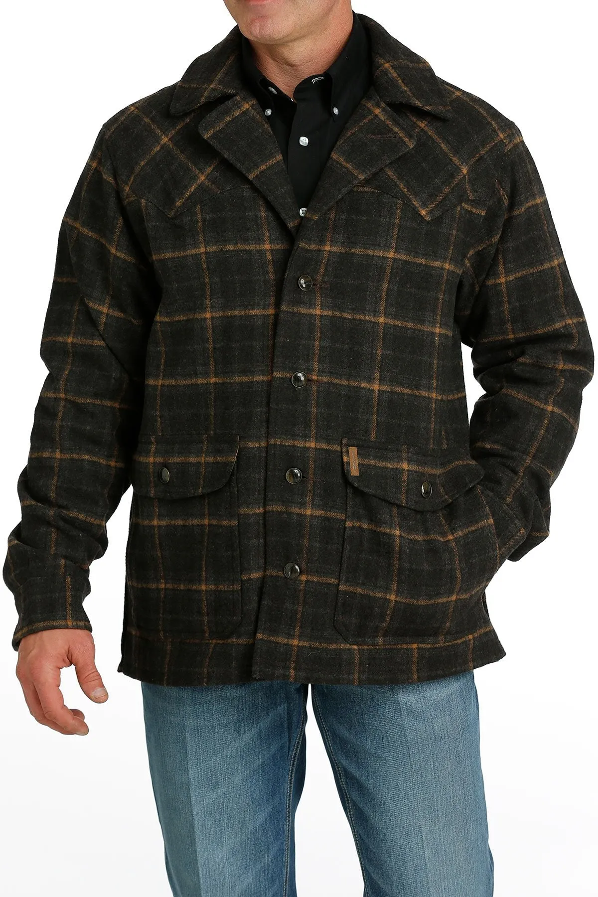 Cinch Men's Brown Plaid Ranch Coat