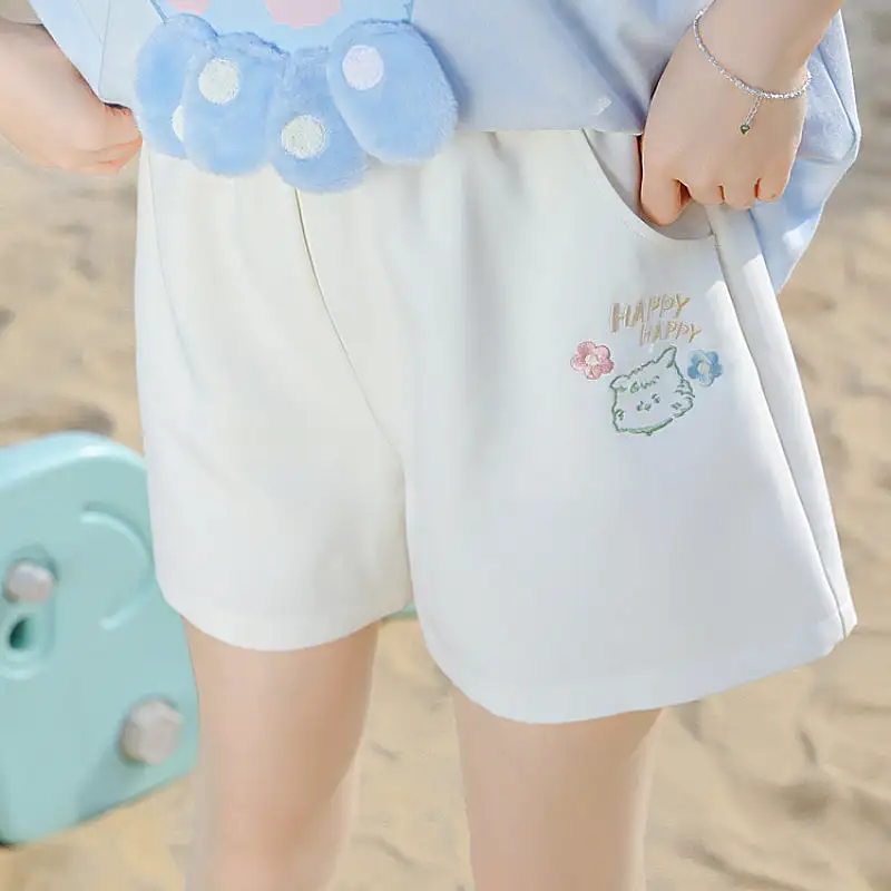 Cute Spring White Bear Shorts MK19174