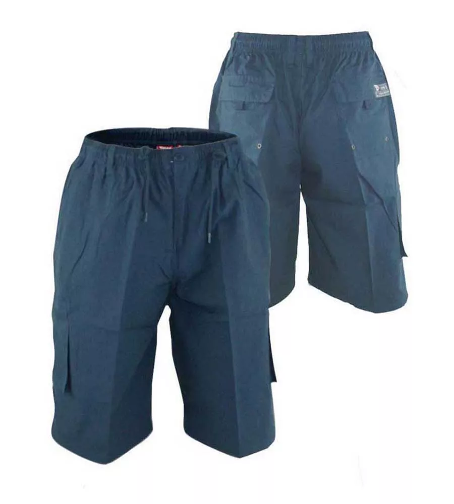 D555 Big Mens Navy Cargo Short With Shaped Leg Pockets (NICK NAVY)