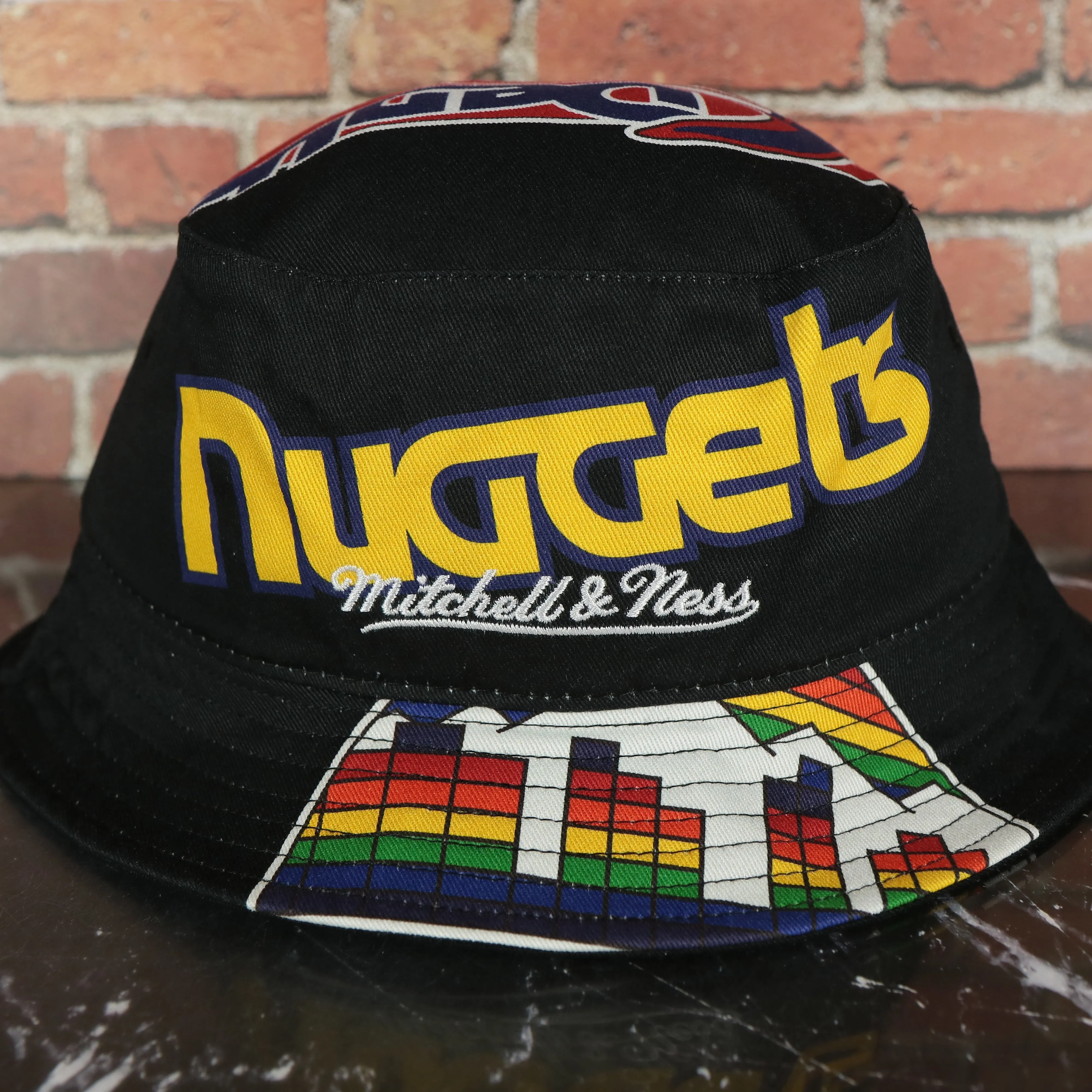 Denver Nuggets All Over Vintage Logo Cut Up Bucket Hat | Black