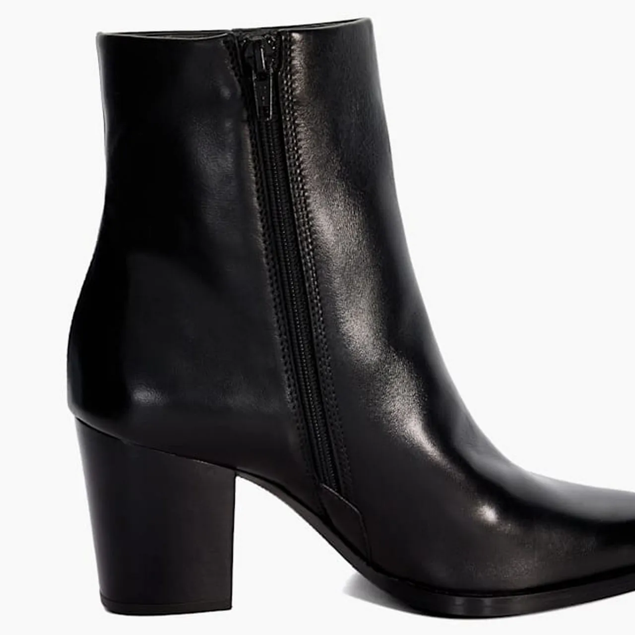 DUNE LONDON Paxten Leather Western Ankle Boots - Black