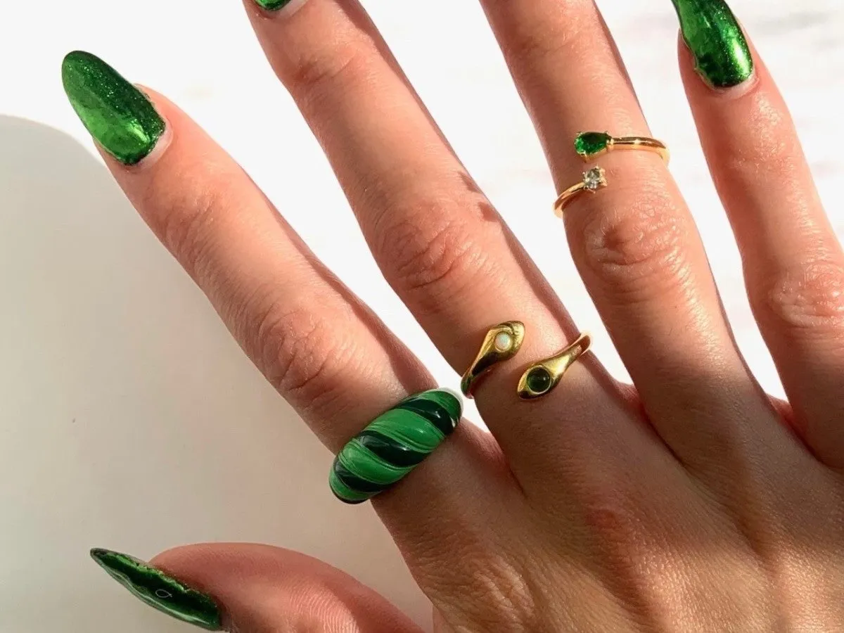 Emerald Green Croissant Ring