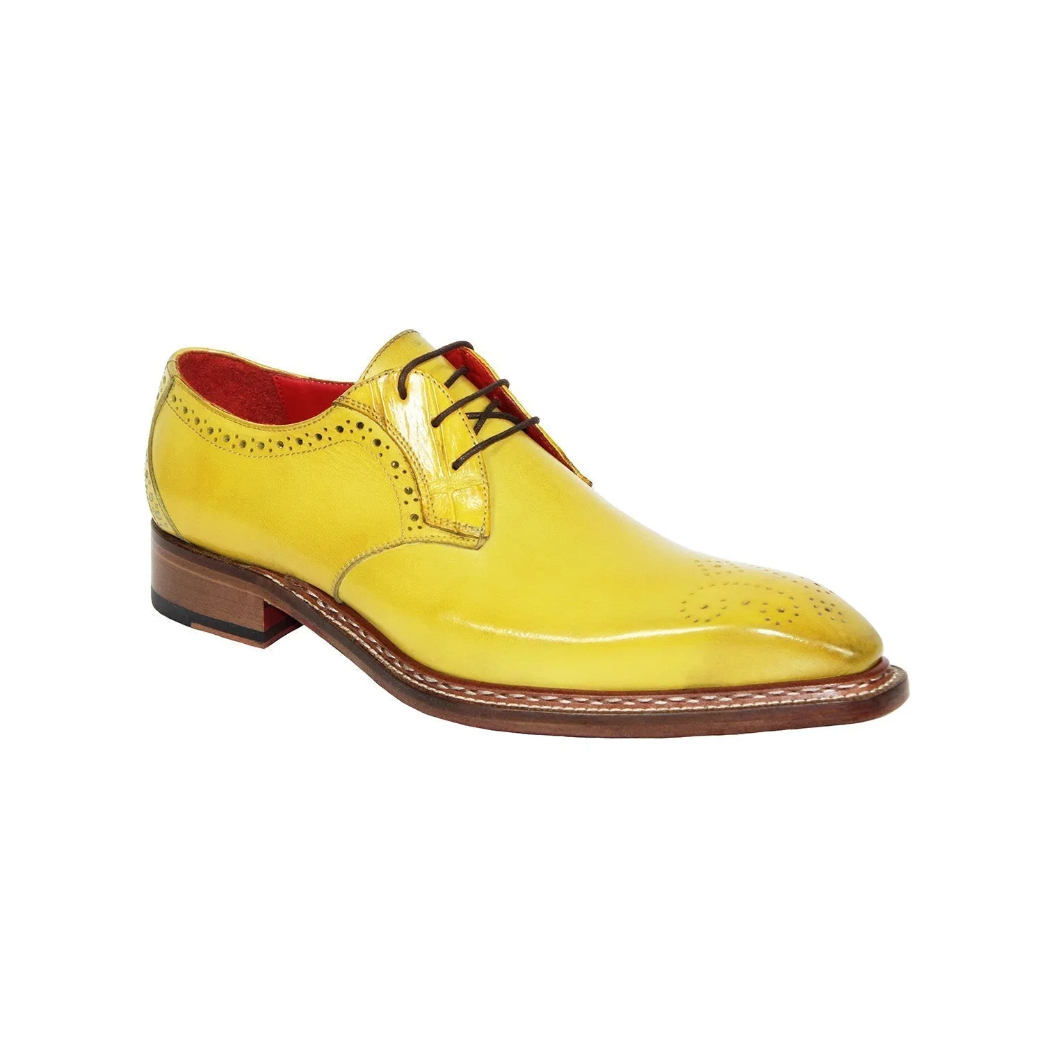 Fennix Tyler Men's Shoes Yellow Calf Leather/Alligator Exotic Oxfords (FX1108)