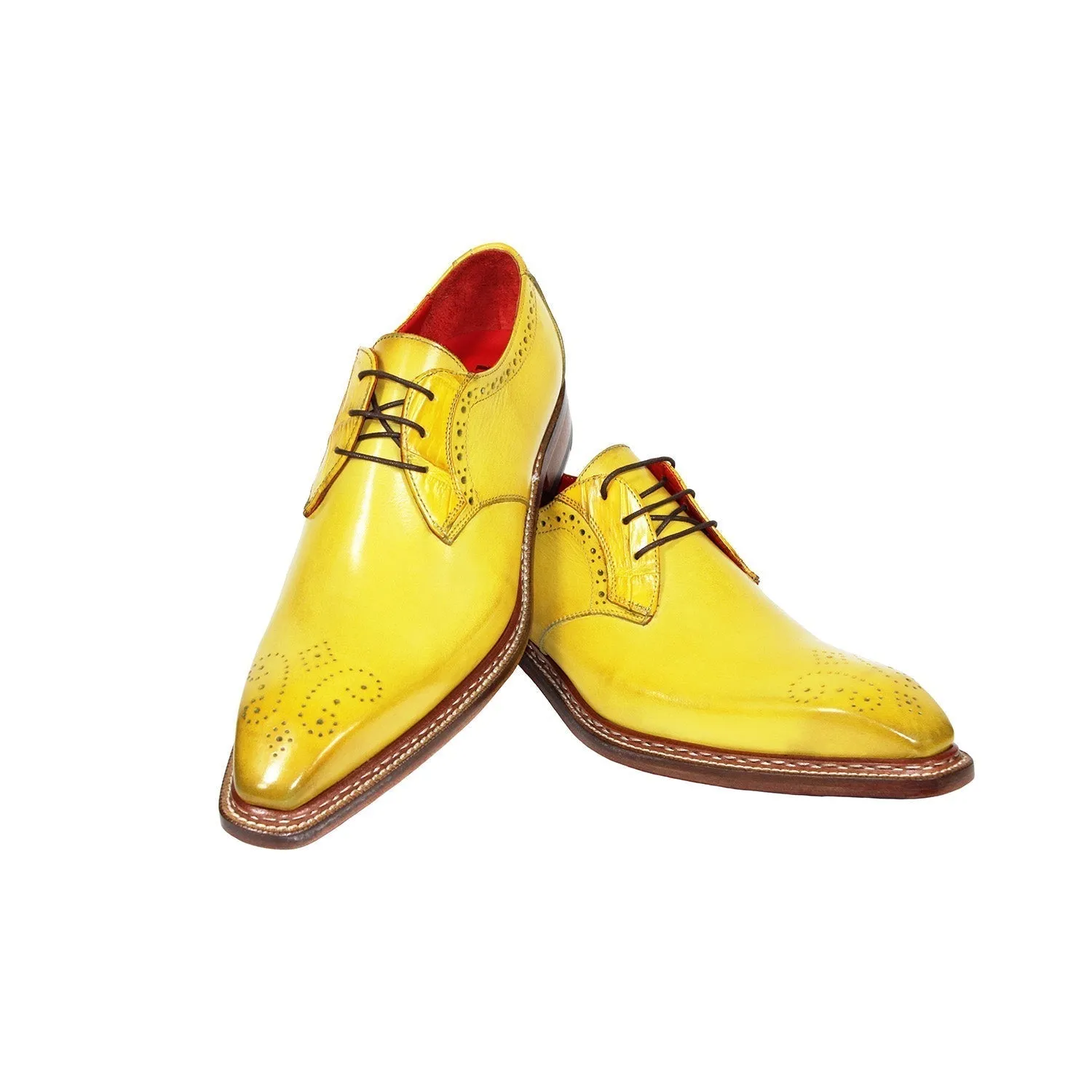 Fennix Tyler Men's Shoes Yellow Calf Leather/Alligator Exotic Oxfords (FX1108)